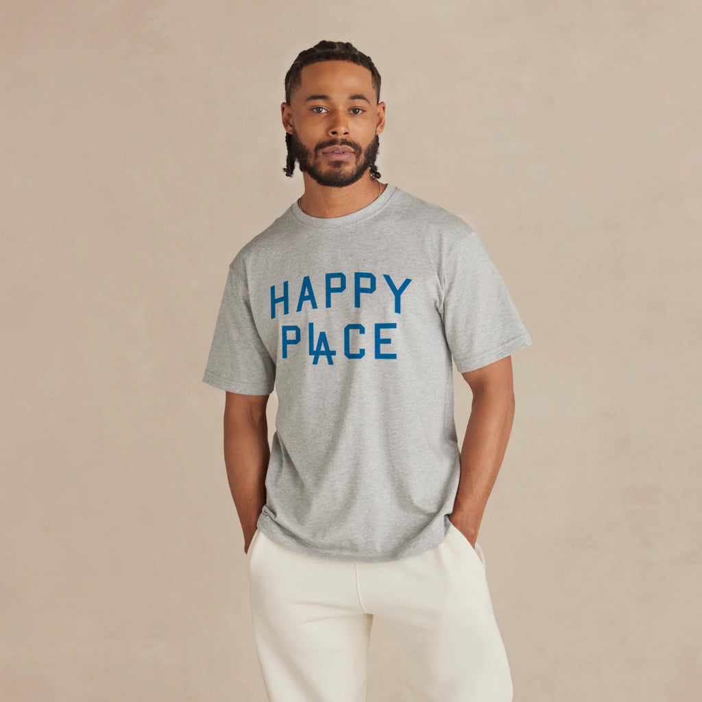 Happy Place LA Supima T-Shirt - Heather Grey [Pre-Order]