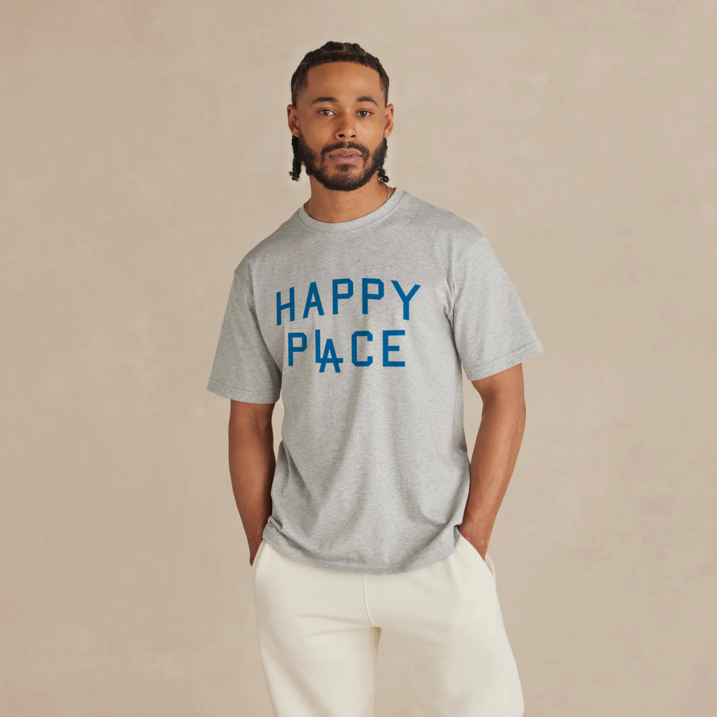 Happy Place LA Supima T-Shirt - Heather Grey [Pre-Order]